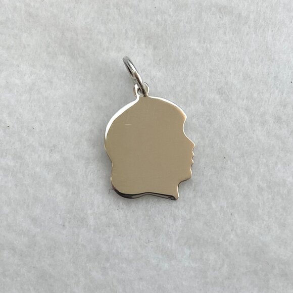 Sterling Silver 925 Female Girl Child Silhouette Profile Engravable Charm - Picture 5 of 11